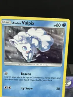 Pokemon Card Alolan Vulpix 21a/145 Guardians Rising Holo HD Swirl Played - Image 2