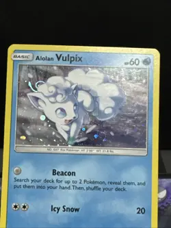 Pokemon Card Alolan Vulpix 21a/145 Guardians Rising Holo HD Swirl Played - Image 3