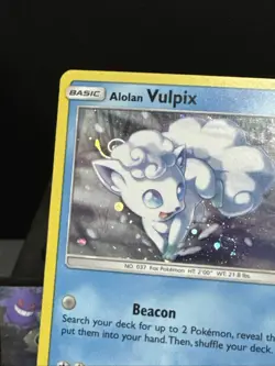 Pokemon Card Alolan Vulpix 21a/145 Guardians Rising Holo HD Swirl Played - Image 4