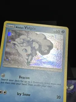Pokemon Card Alolan Vulpix 21a/145 Guardians Rising Holo HD Swirl Played - Image 5