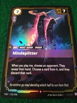 MINDSPLITTER 192/298 RIFTBOUND LEAGUE OF LEGENDS (SPELL) RARE FOIL CARD - Image 1
