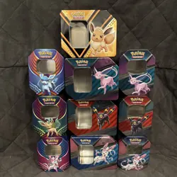 🔥 Lot of 10 Eevee Pokemon Card Tins empty 3 Eevee sets No Cards included!!! - Image 1
