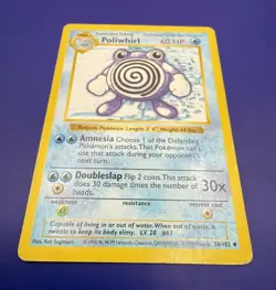 💫Pokemon Base Set 1st Edition Shadowless Poliwhirl 38/102 WOTC MP - Image 2