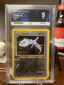 Pokemon TCG Steelix 1st Edition Holo Neo Genesis 15/111 ACE 5 with swirl - Image 1