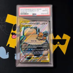 2019 Pokemon Sun & Moon Full Art Eevee & Snorlax GX Team Up #171 PSA 10 Gem Mint - Image 1