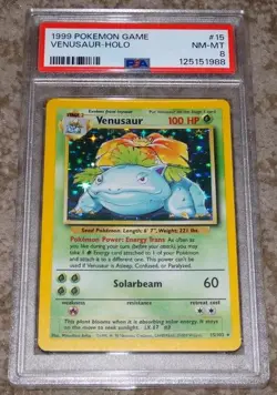 POKEMON VENUSAUR HOLOGRAPHIC CARD 15/102 BASE SET PSA 8 1999 - Image 1