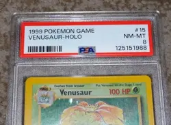 POKEMON VENUSAUR HOLOGRAPHIC CARD 15/102 BASE SET PSA 8 1999 - Image 2