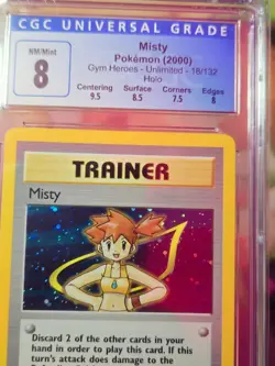 Misty 2000 Gym Heroes 18/132 Holo Rare Pokemon Card CGC 8 W/sub- Grades WOTC - Image 3