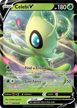 1x Celebi V - 001/202 - Ultra Rare NM-Mint Pokemon SWSH01 - Sword and Shield Bas - Image 1