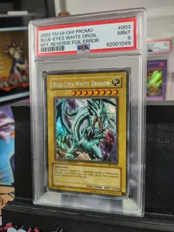 Yu-Gi-Oh! 2002 BPT-003 Blue-Eyes White Dragon Reverse Foil Error PSA 9 - Image 1