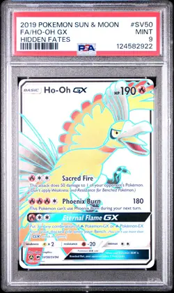 2019 POKEMON SUN & MOON HIDDEN FATES #SV50 FULL ART/HO-OH GX PSA 9 - Image 1