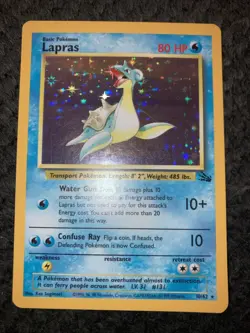 Pokemon Fossil Lapras Holo Rare #10/62 MP Moderately Played - Image 1