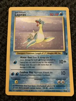 Pokemon Fossil Lapras Holo Rare #10/62 MP Moderately Played - Image 3
