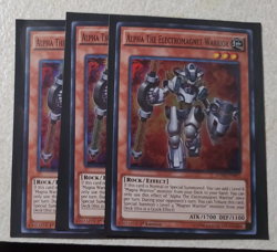 THREE Yugioh Alpha The Electromagnet Warrior SDMY-EN001 Super Rare 1st Ed NM - Image 1