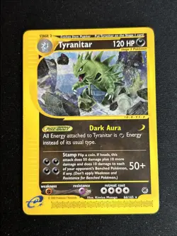 Pokemon TCG Expedition Tyranitar Card 66/165 Non-Holo Rare E Reader Vintage NM - Image 1