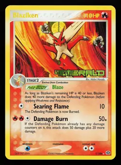Blaziken 1/106 Reverse Holo Rare EX Emerald Pokemon Card - Image 1