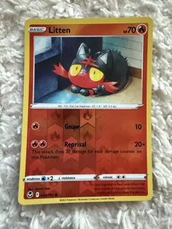 030/195 Litten Reverse Holo Silver Tempest Pokemon TCG Card Sword & Shield Swsh - Image 1