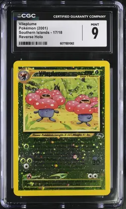 CGC 9 MINT Vileplume 2001 Southern Islands 17/18 Reverse Holo Pokemon Card - Image 1