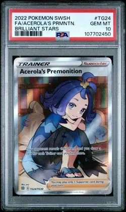 2022 POKEMON SWSH BRILLIANT STARS #TG24 FULL ART/ACEROLA'S PREMONITION PSA 10 - Image 1
