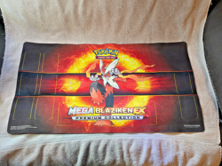 Pokemon Mega Blaziken EX Premiun Collection Playmat Card Play Mat Rubber Back! - Image 1