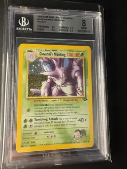 2000 Pokemon Gym Challenge Unlimited Giovanni's Nidoking 7/132 Holo BGS 8 NM-MT - Image 3