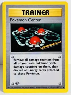 POKEMON CARD WOTC 1999 BASE SET 1ST EDITION POKEMON CENTER TRAINER 85/102 - Image 1