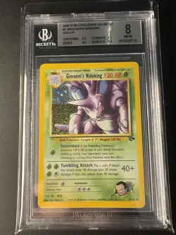 2000 Pokemon Gym Challenge Unlimited Giovanni's Nidoking 7/132 Holo BGS 8 NM-MT - Image 1
