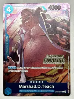 One Piece Marshall D Teach Offline 2023 Regional Finalist Card English Stamped - Image 1
