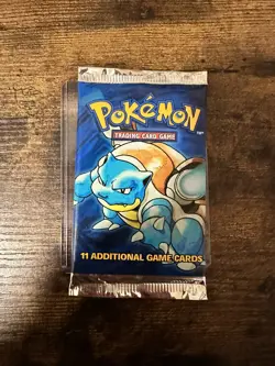 Pokemon Light BaseSet Unlimited Booster Pack Blastoise Art Sealed Fresh From Box - Image 1