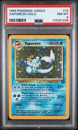 1999 POKEMON JUNGLE #12 VAPOREON-HOLO PSA 8 - Image 1