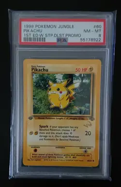 1999 Pokemon Jungle - 1st Edition Pikachu - WoTC Gold W Stamp Promo PSA 8 - Image 1