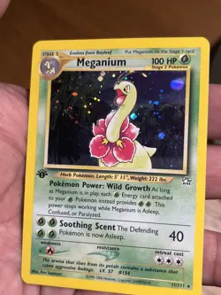 2000 Pokemon TCG Meganium 11/111 1st Edition Neo Genesis Holo Rare w/Swirl NM - Image 2