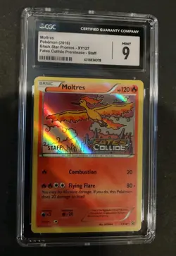 2016 Pokemon Staff Stamped Promo XY Moltres XY127 Fates Collide Prerelease CGC 9 - Image 1