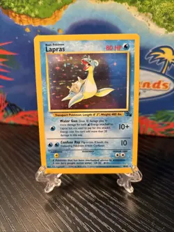 Pokemon TCG Lapras Fossil Holo Unlimited Rare Card 10/62 Vintage - Image 1