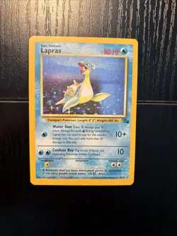 Pokemon TCG Lapras Fossil Holo Unlimited Rare Card 10/62 Vintage - Image 2