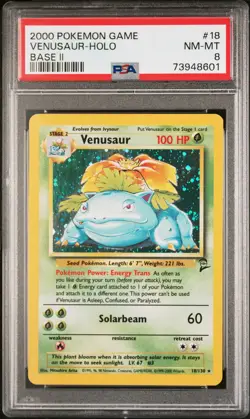 2000 POKEMON BASE SET 2 #18 VENUSAUR-HOLO PSA 8 - Image 1