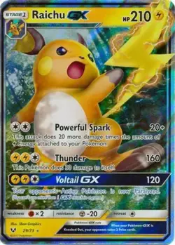 Lightly Played Raichu GX - 29/73 - Ultra Rare Pokemon Shining Legends - Image 1