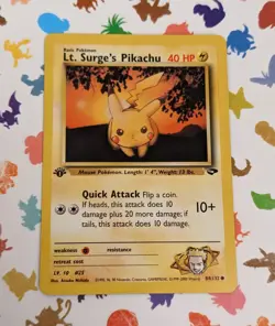 Pokemon TCG Lt. Surge's Pikachu 84/132 Gym Challenge 1st Edition WOTC 2000 - Image 1