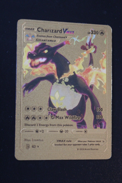 Pokemon Karte - Charizard Glurak VMAX - 043/S - Fan-Art - Englisch - Gold Metal - Image 1