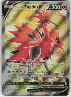 Pokemon Galarian Zapdos V (Full Art) 173/198 SWSH06: Chilling Reign Ultra Rare N - Image 1