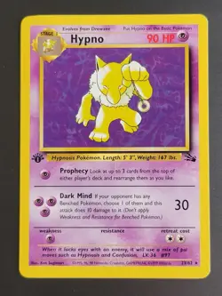 Pokemon Hypno 23/62 Fossil FIRST EDITION Non Holo Rare WOTC LP/MP - Image 1