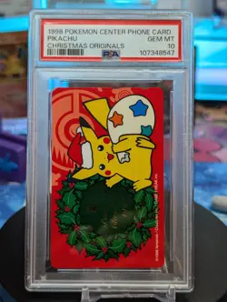 PSA 10 Pokemon Phone Card Pikachu Japanese Christmas Originals Center 1998 Pop 7 - Image 1