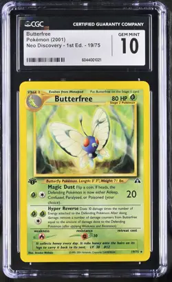 CGC 10 GEM MINT Butterfree Neo Discovery 1st Edition 19/75 Pokemon Card - Image 1