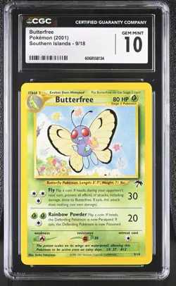 CGC 10 GEM MINT Butterfree 2001 Southern Islands 9/18 Pokemon Card - Image 1