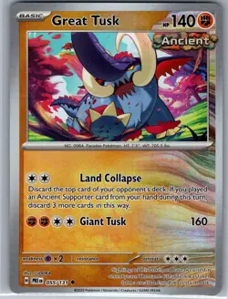 Great Tusk (Master Ball) 055/131 SV: Prismatic Evolutions - Pokemon Card - NM - Image 1