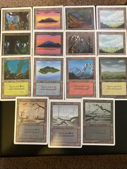 English - MTG Unlimited Edition Basic Land Lot Of 15 - All Art Variants - Image 1
