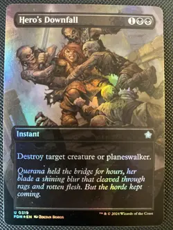 English - MTG Hero’s Downfall - Borderless, FOIL - Foundations - Image 1