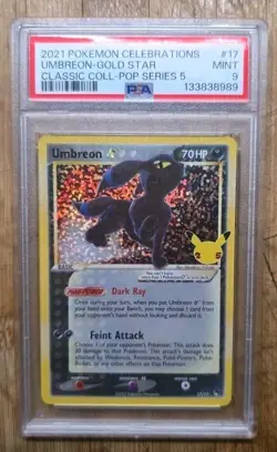 Pokemon Umbreon Gold Star Celebrations Classic Coll POP Series 5 Holo #17 PSA 9 - Image 1