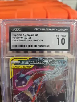 Pokemon TCG Greninja & Zoroark Tag Team GX 107/214 Unbroken Bonds CGC 10 - Image 3