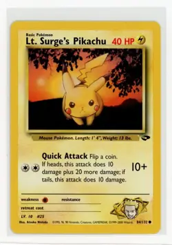 Pokemon Gym Challenge #084/132 Lt. Surge's Pikachu - Image 1